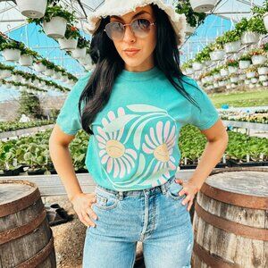 Smiling Flowers Shirt, Groovy Floral Tee, Perfect Spring Tee, Colorful Summer